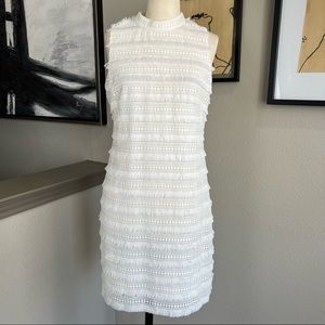 J CREW white fringe lace sheath dress